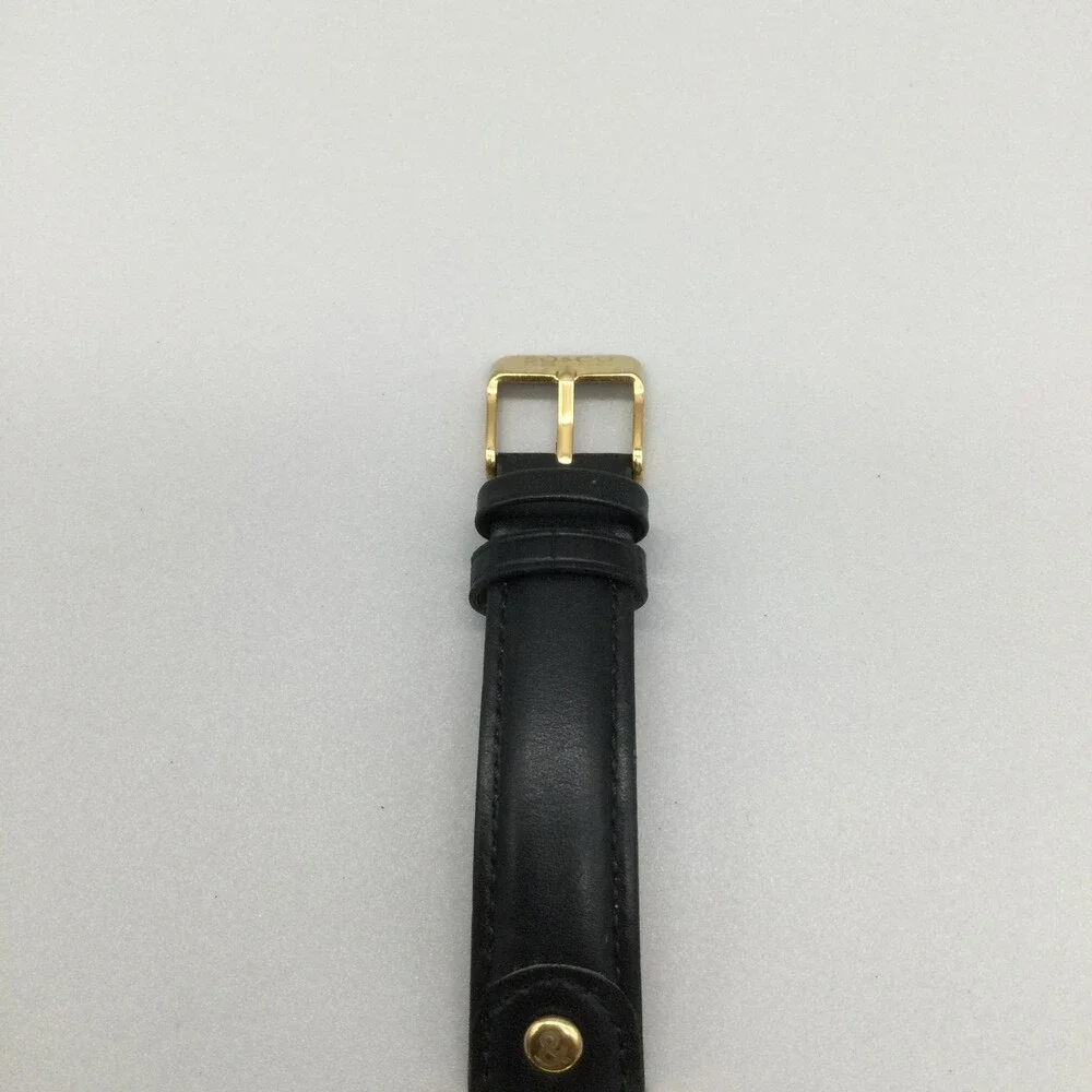 SO&CO New York Womens Watch 25mm Black Dial Gold Tone Leather Strap New Battery